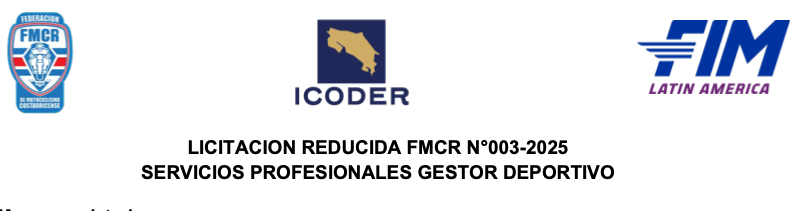 Licitación Reducida FMCR N°003-2025 Servicios Profesionales Gestor Deportivo